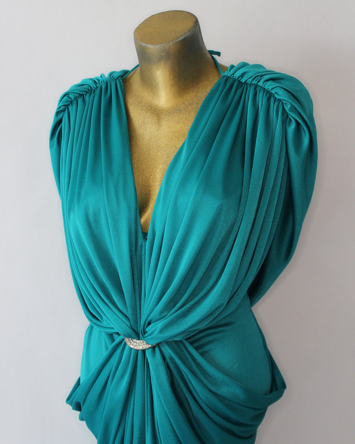 VTG 80s TEAL DRESS