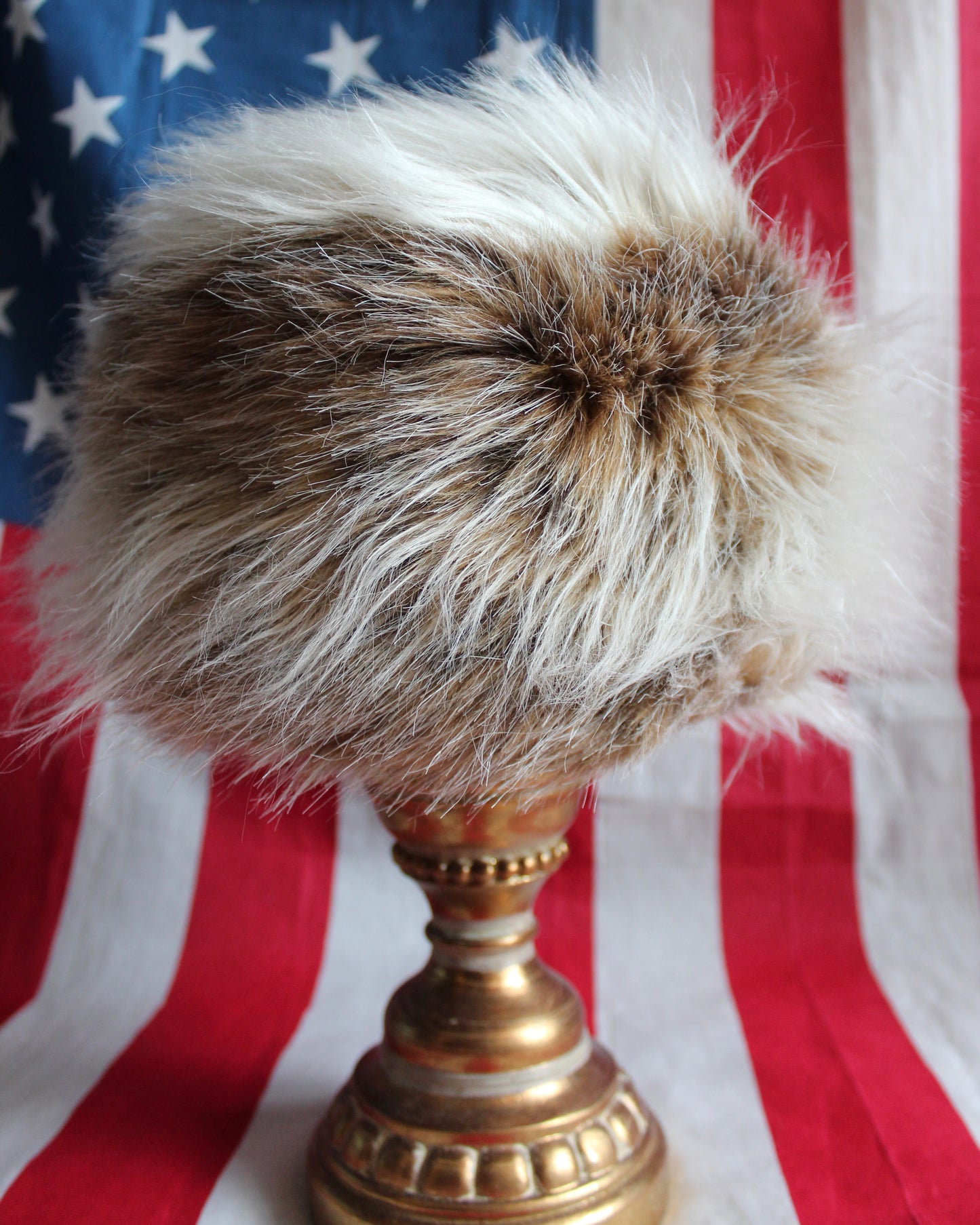 CREAM/TAN MIXED FAUX FUR COSSACK HAT