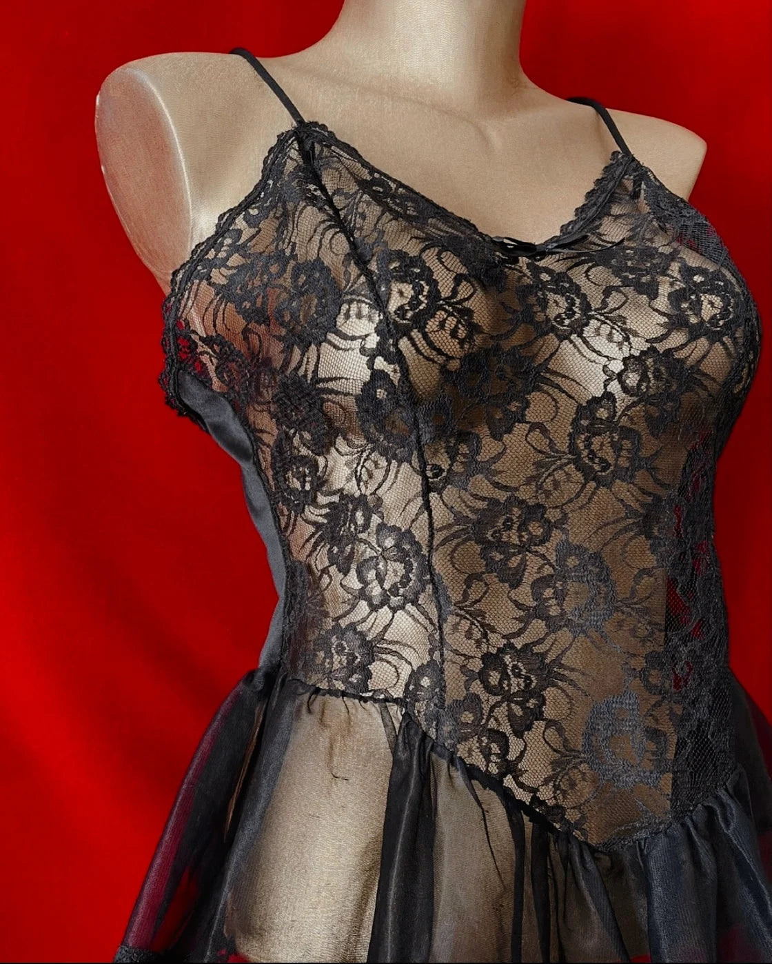 VINTAGE BLACK LACE BABY DOLL TOP