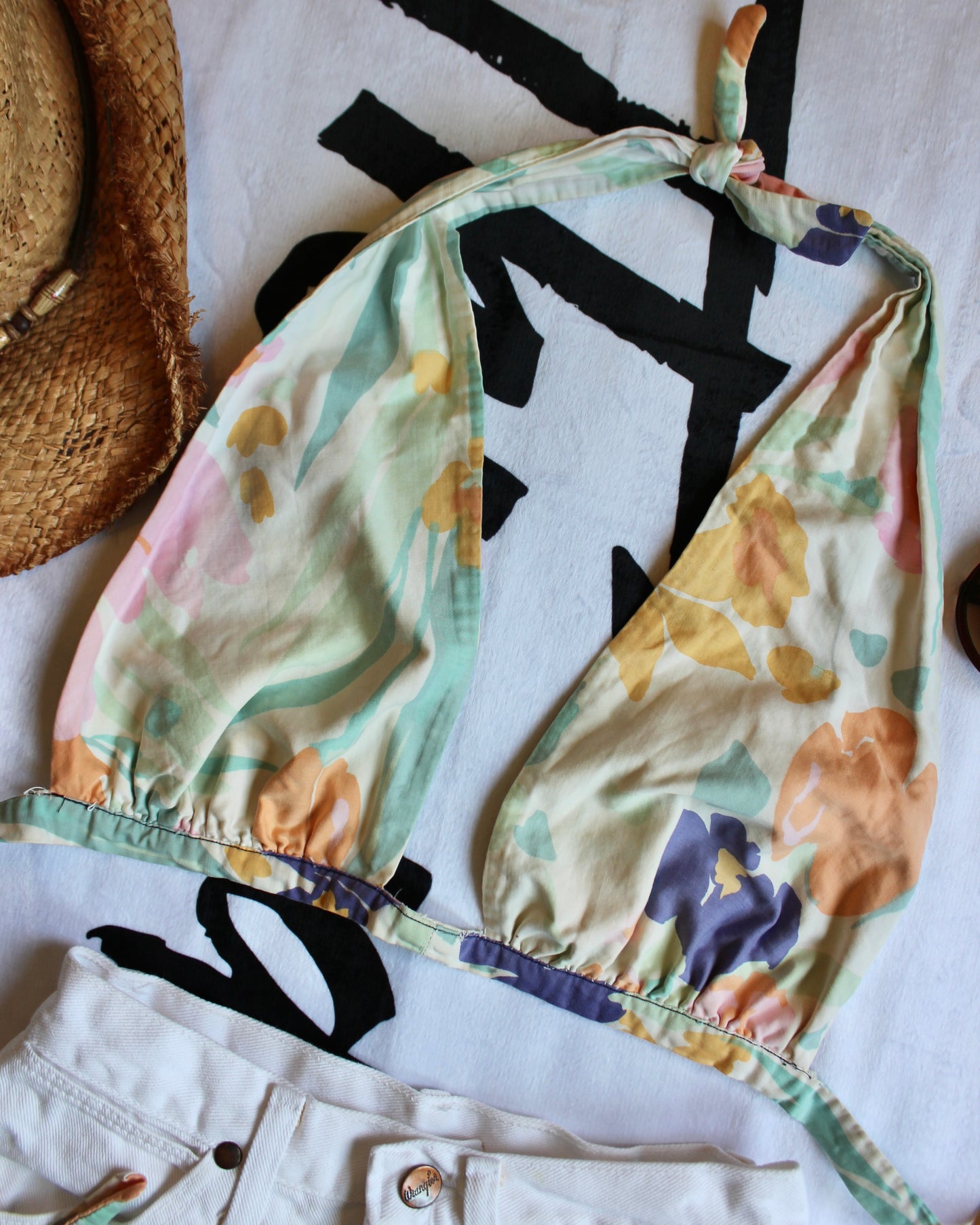 VINTAGE FLORAL HALTER TOP