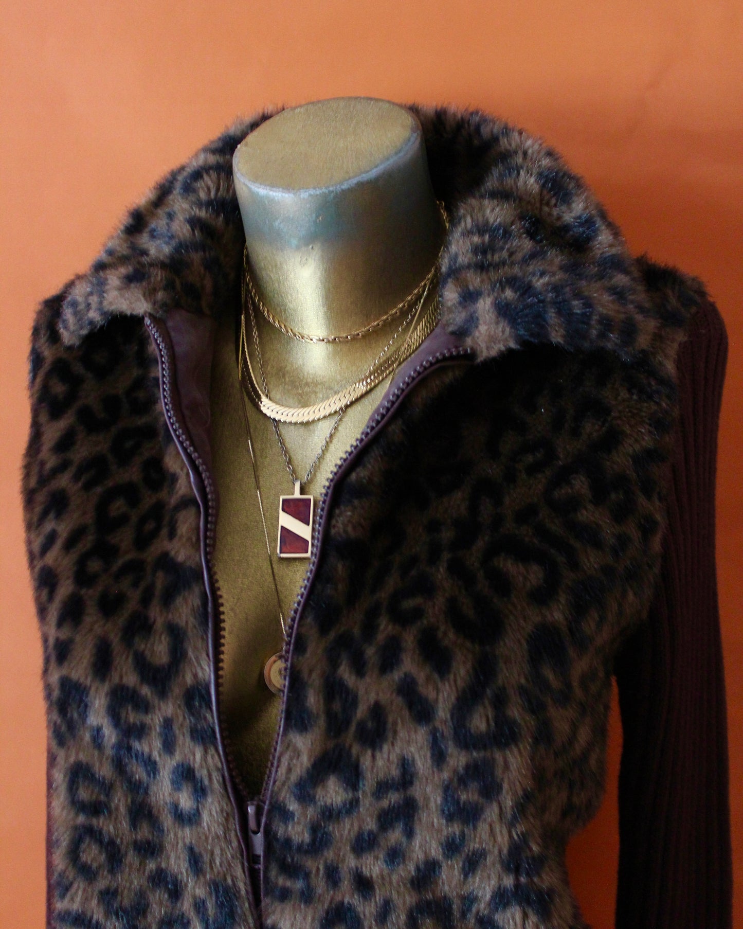 LEOPARD ZIP UP SWEATER JACKET