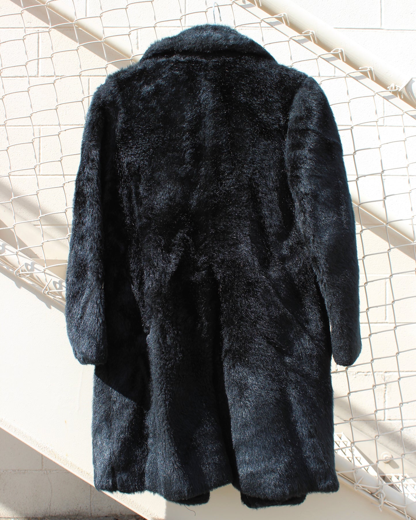 VINTAGE BLACK FAUX FUR COAT