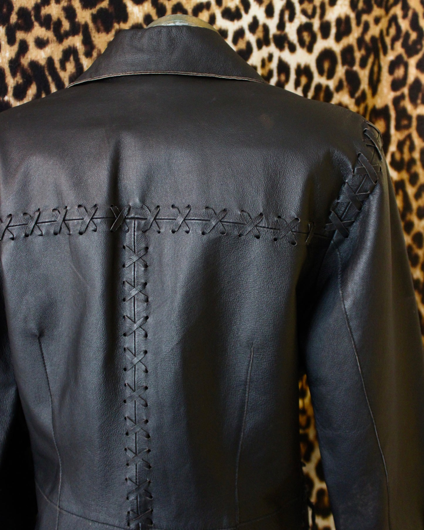 VINTAGE STITCH DETAIL LEATHER JACKET