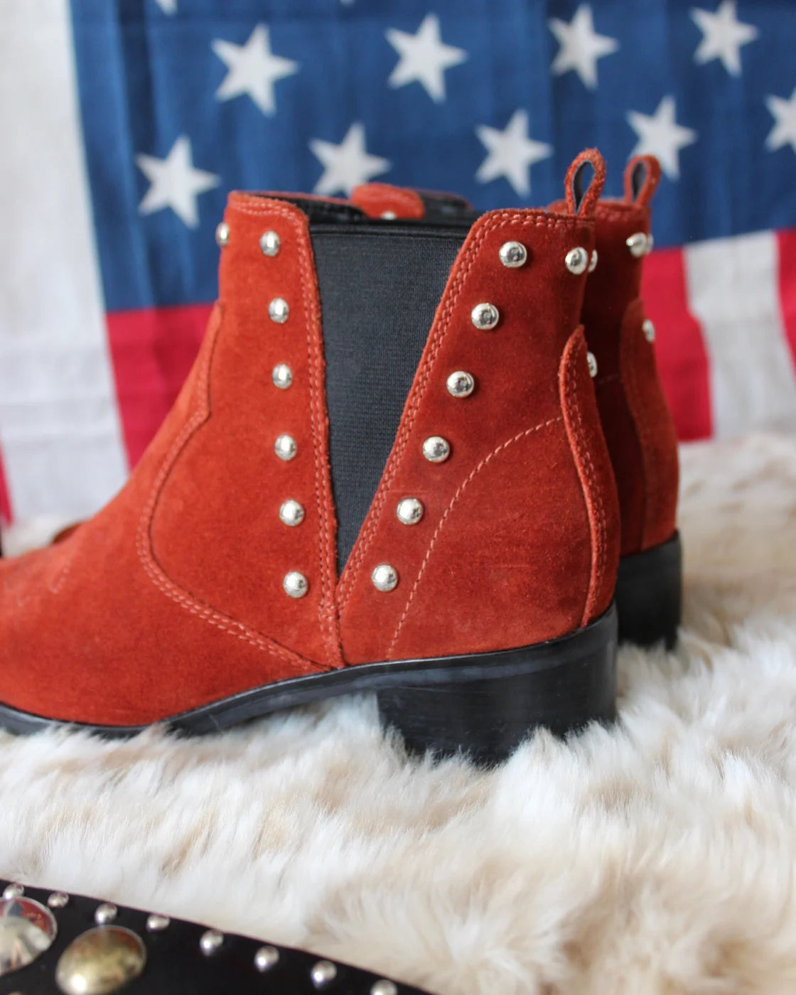 STUDDED SUEDE MARC FISHER BOOTS