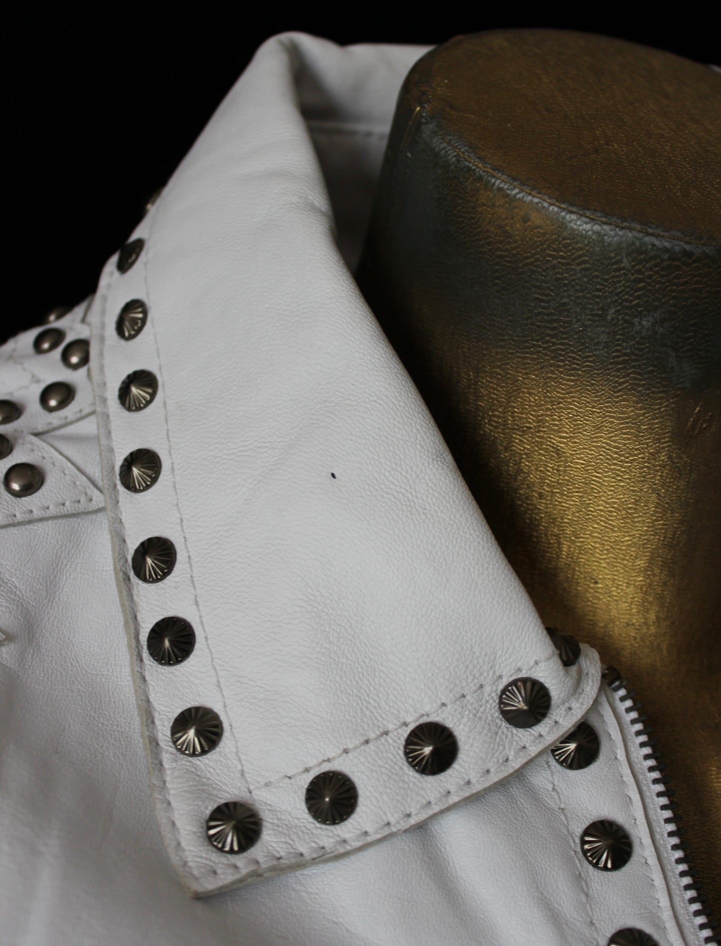 ROCK N ROLL STUDDED WHITE LEATHER JACKET