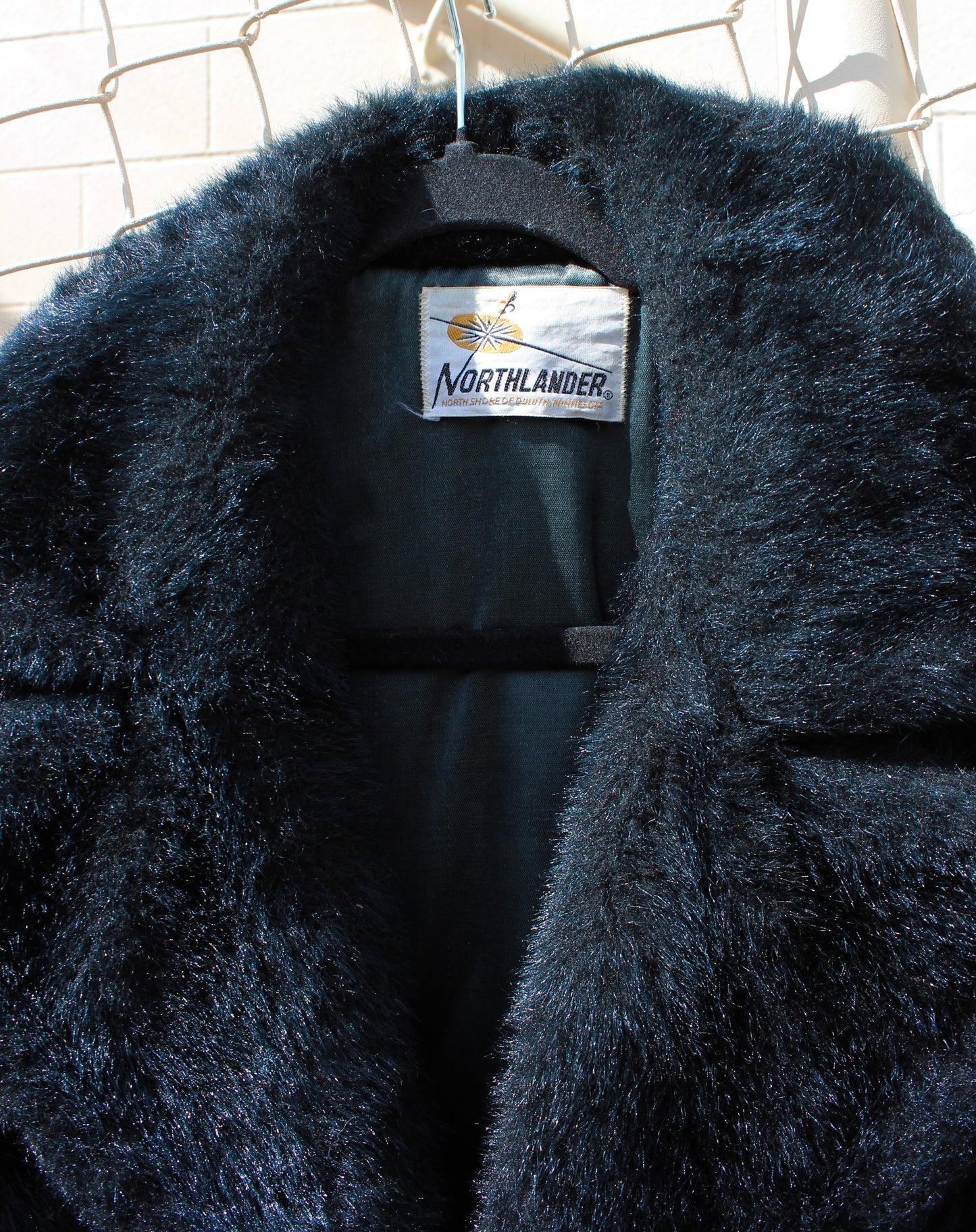 VINTAGE BLACK FAUX FUR COAT
