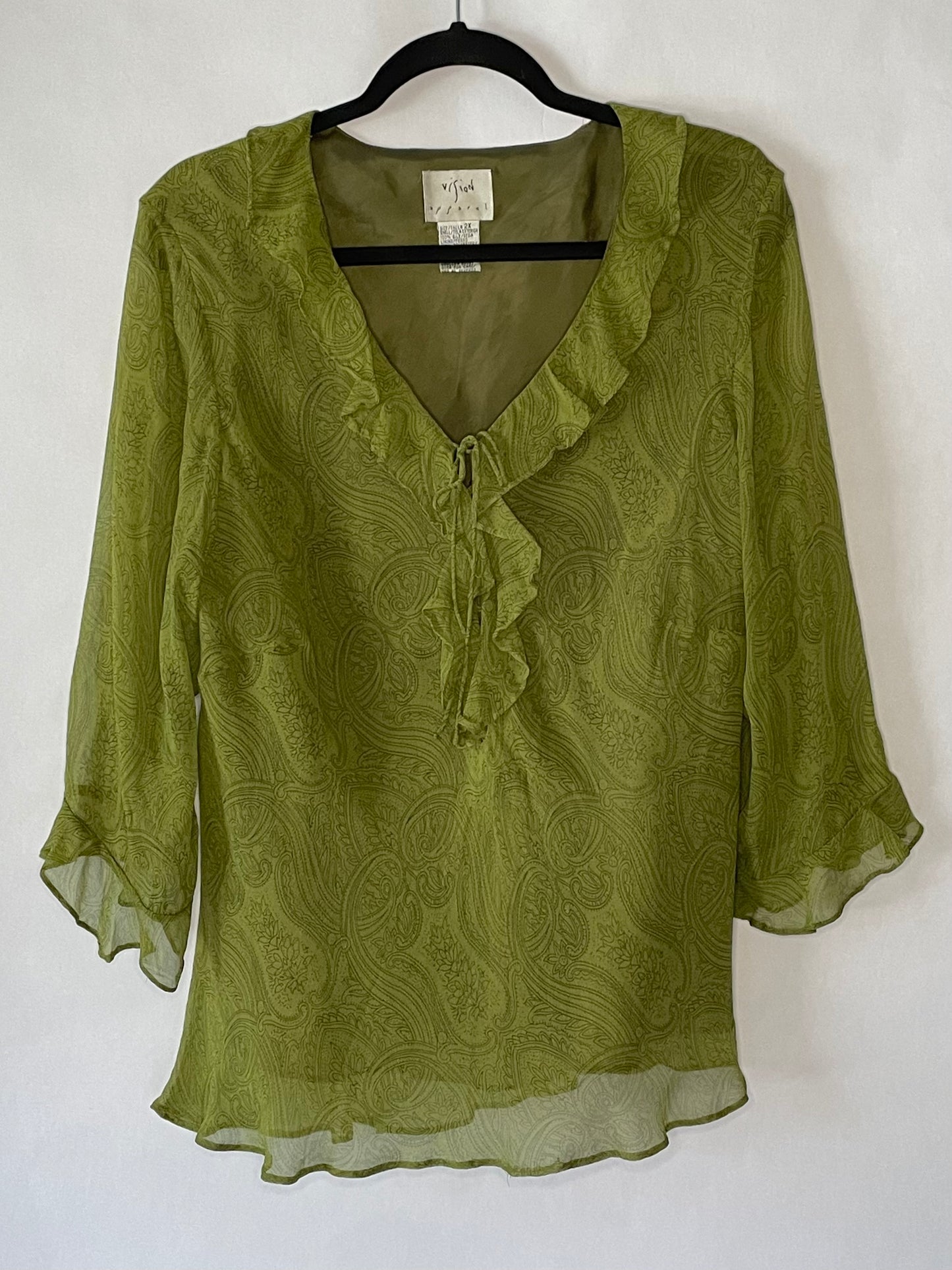 Y2K GREEN RUFFLE TOP