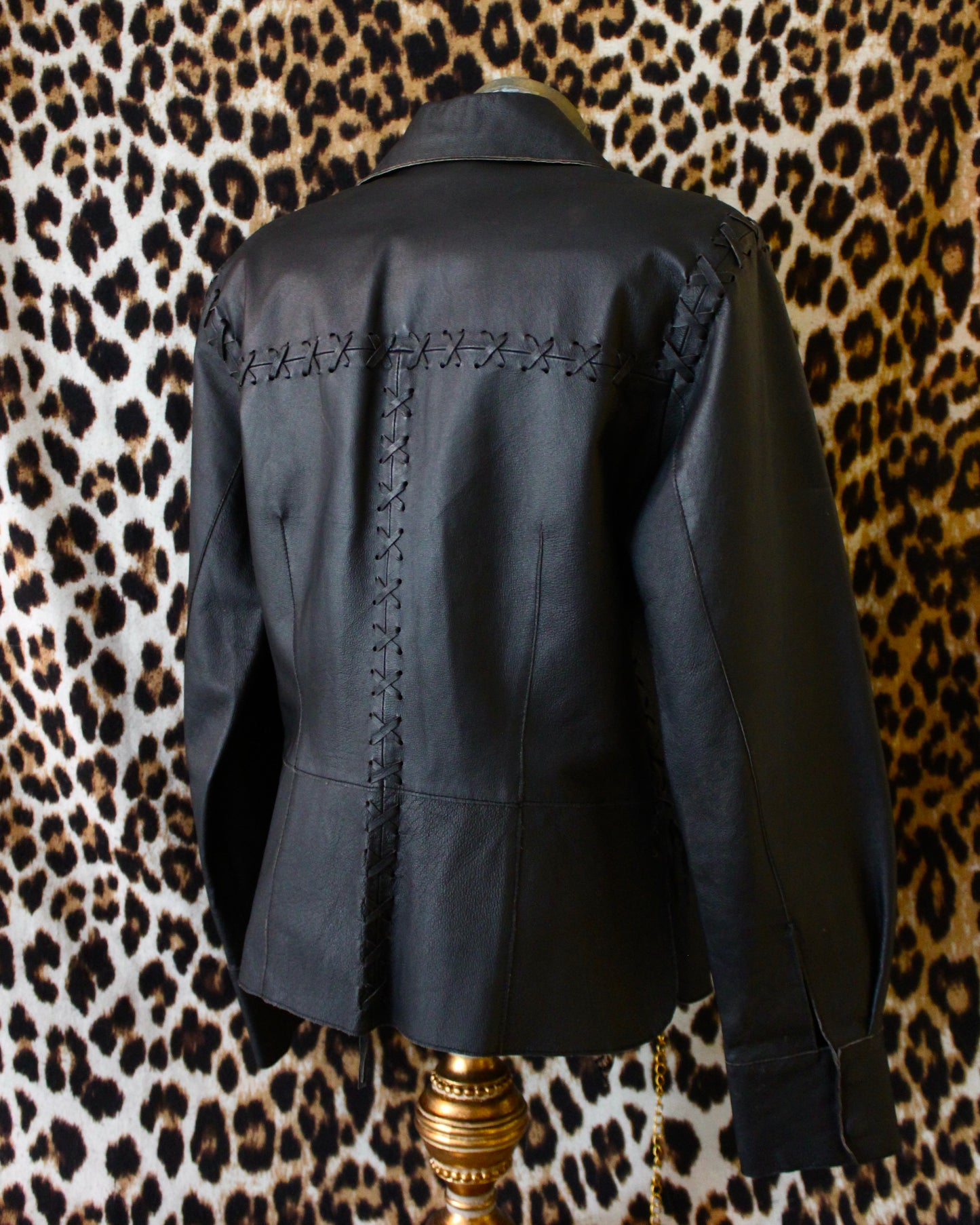 VINTAGE STITCH DETAIL LEATHER JACKET
