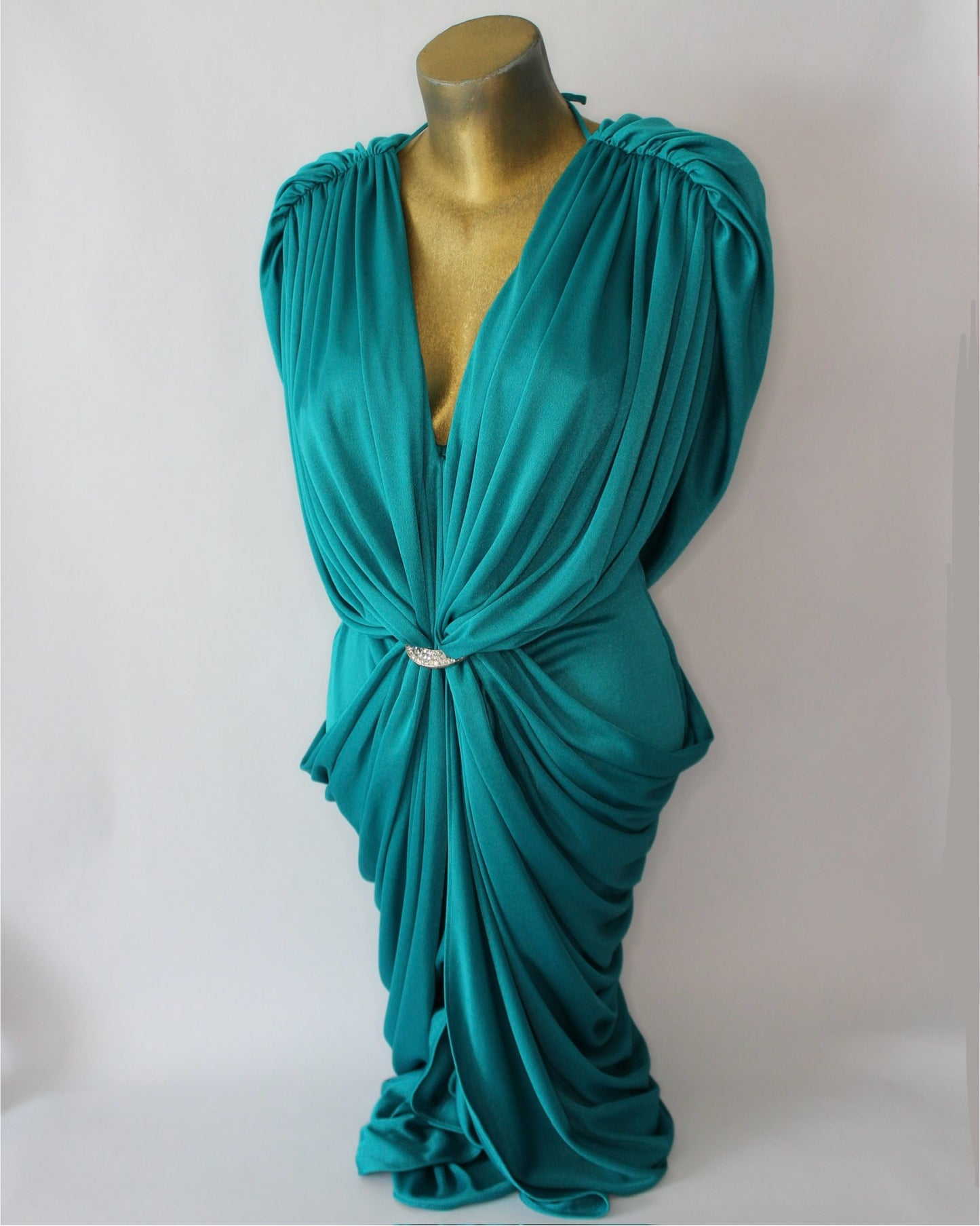 VTG 80s TEAL DRESS