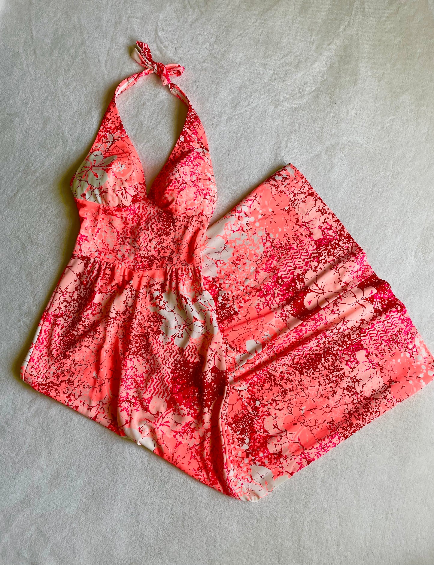 VTG 60’S/70’S HAWAIIAN FLOWER HALTER DRESS