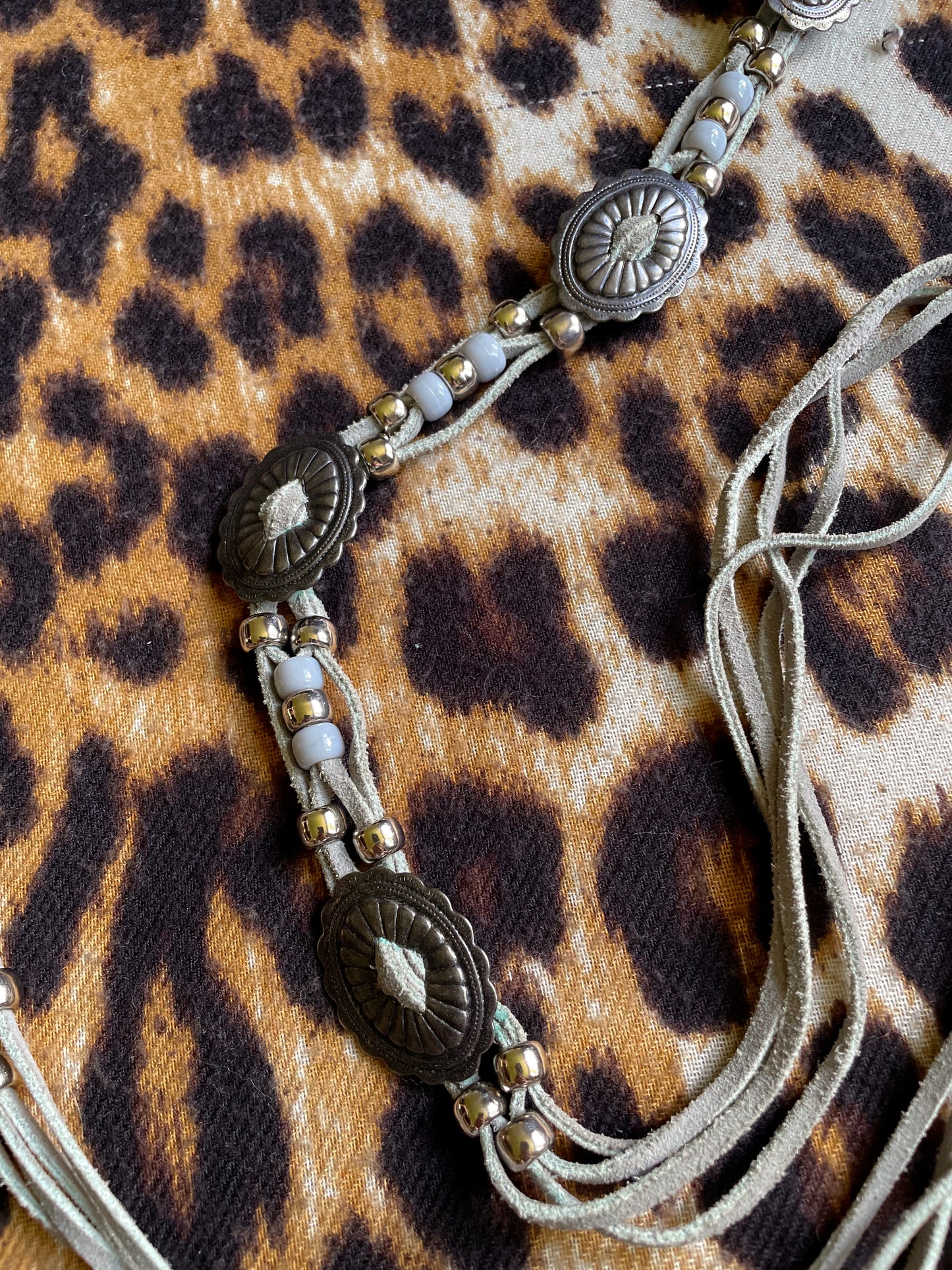 VINTAGE SKINNY BEADED CONCHO BELT