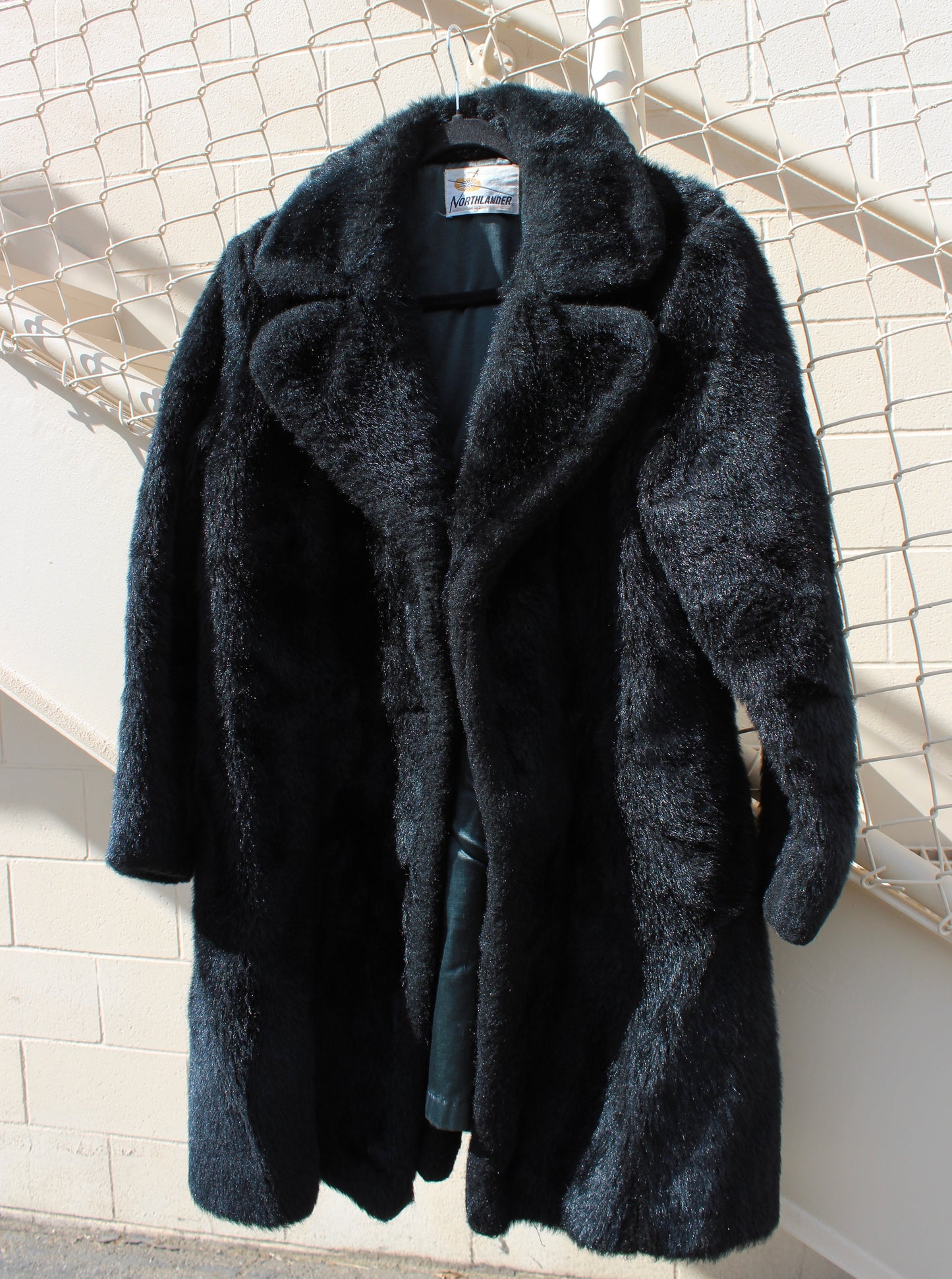 VINTAGE BLACK FAUX FUR COAT
