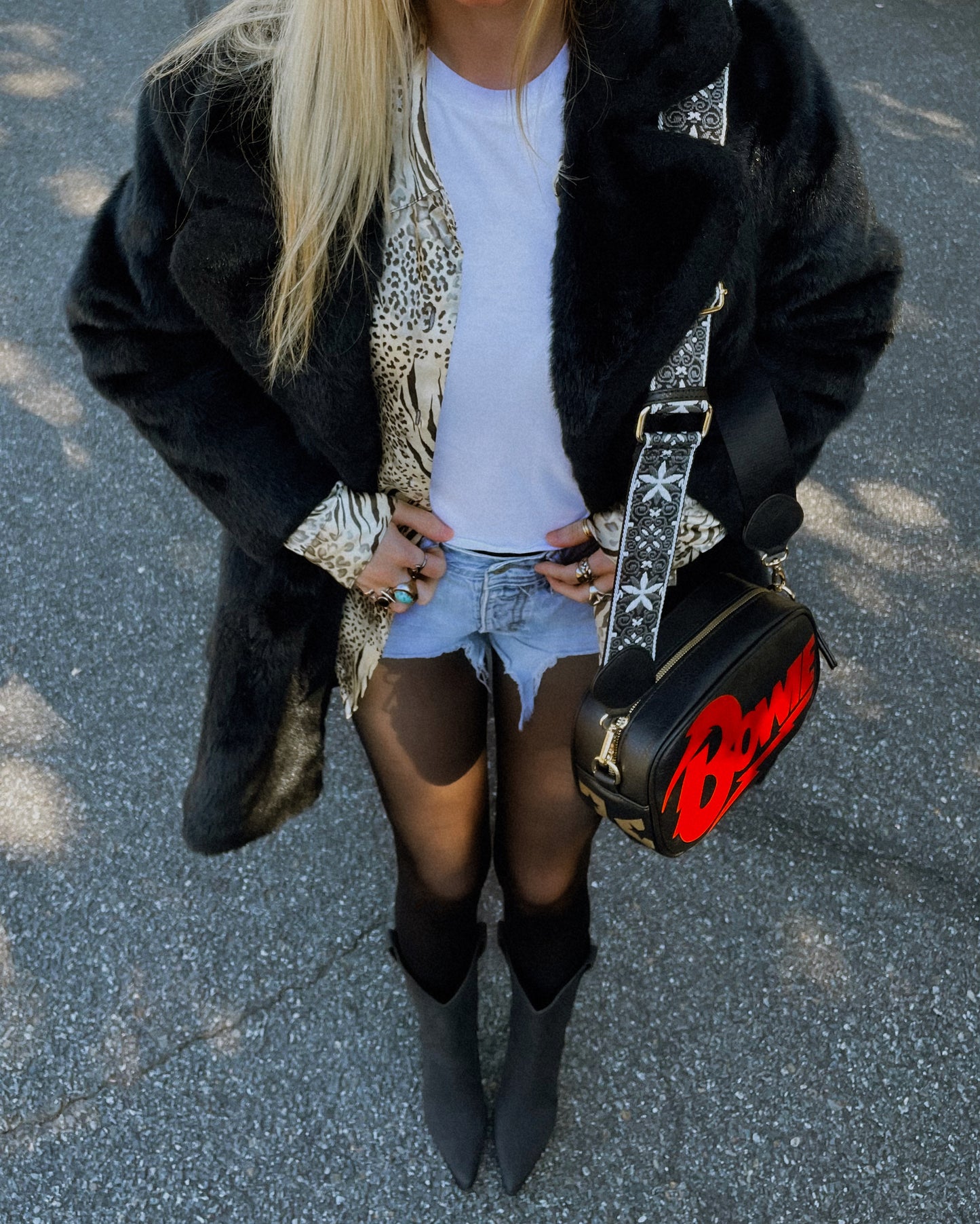 VINTAGE BLACK FAUX FUR COAT