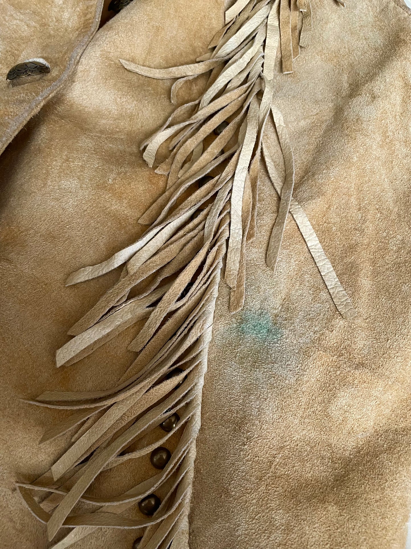 VINTAGE STUDDED FRINGE LEATHER VEST
