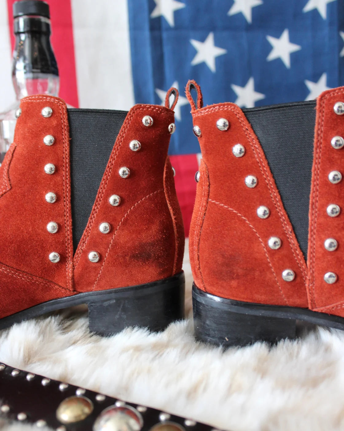 STUDDED SUEDE MARC FISHER BOOTS