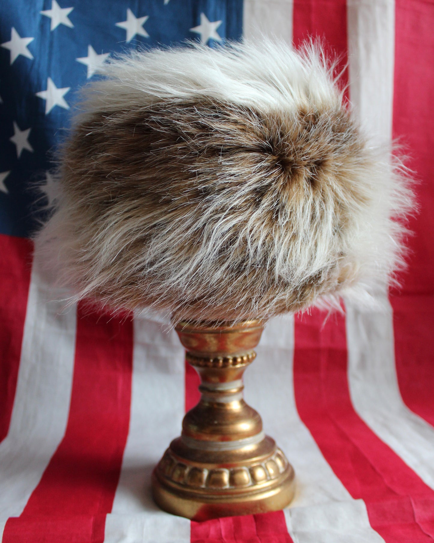 CREAM/TAN MIXED FAUX FUR COSSACK HAT