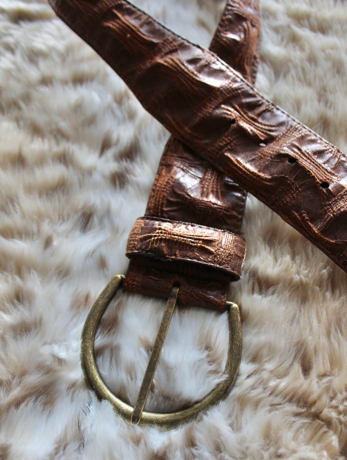 CHUNKY BROWN & BRASS BELT