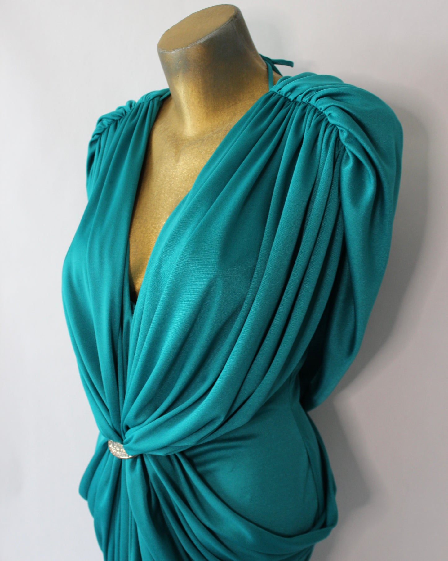 VTG 80s TEAL DRESS