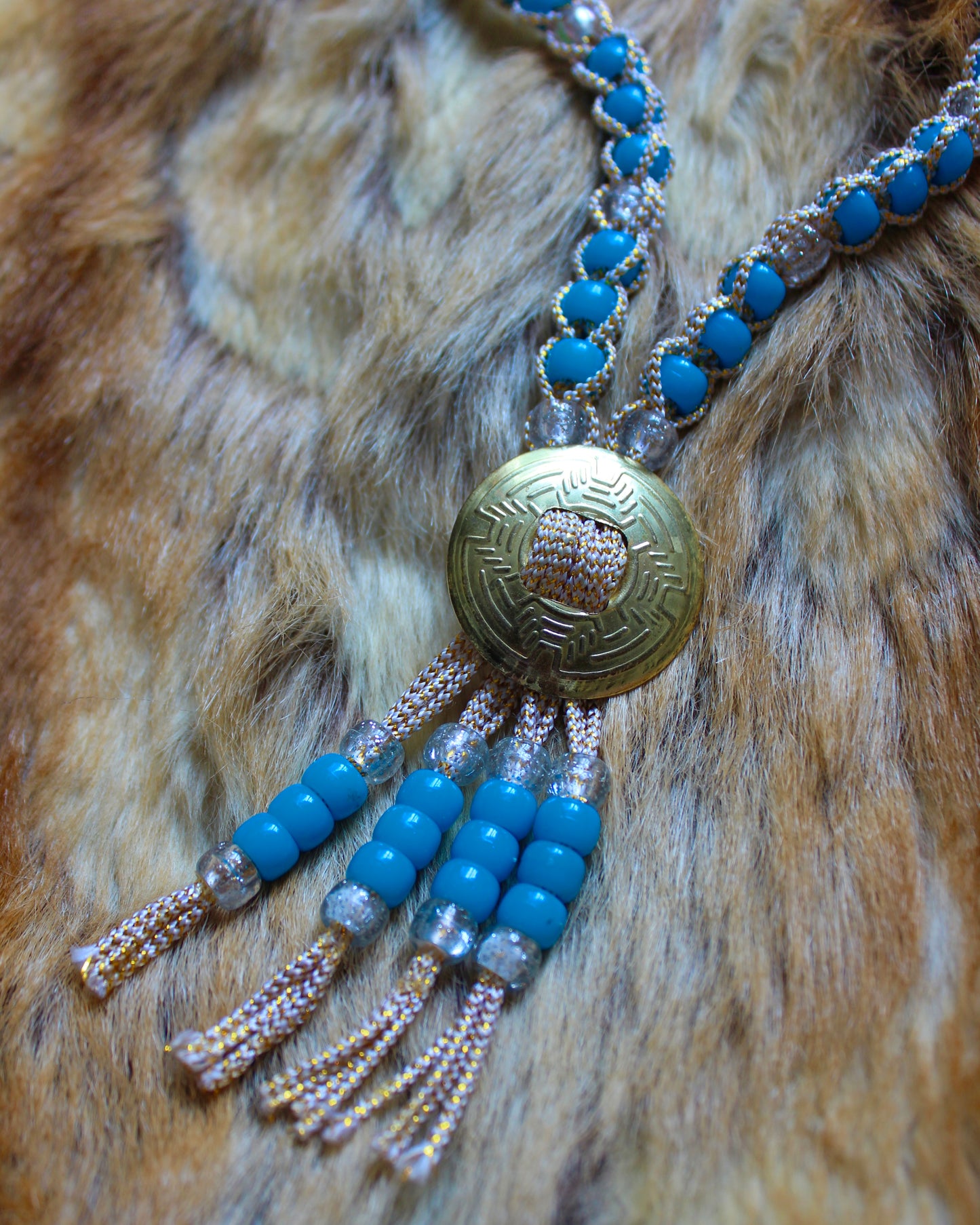 GOLD CONCHO BEADED BOLO NECKLACE