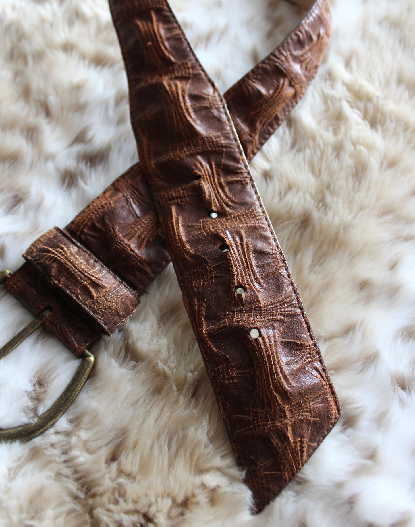 CHUNKY BROWN & BRASS BELT