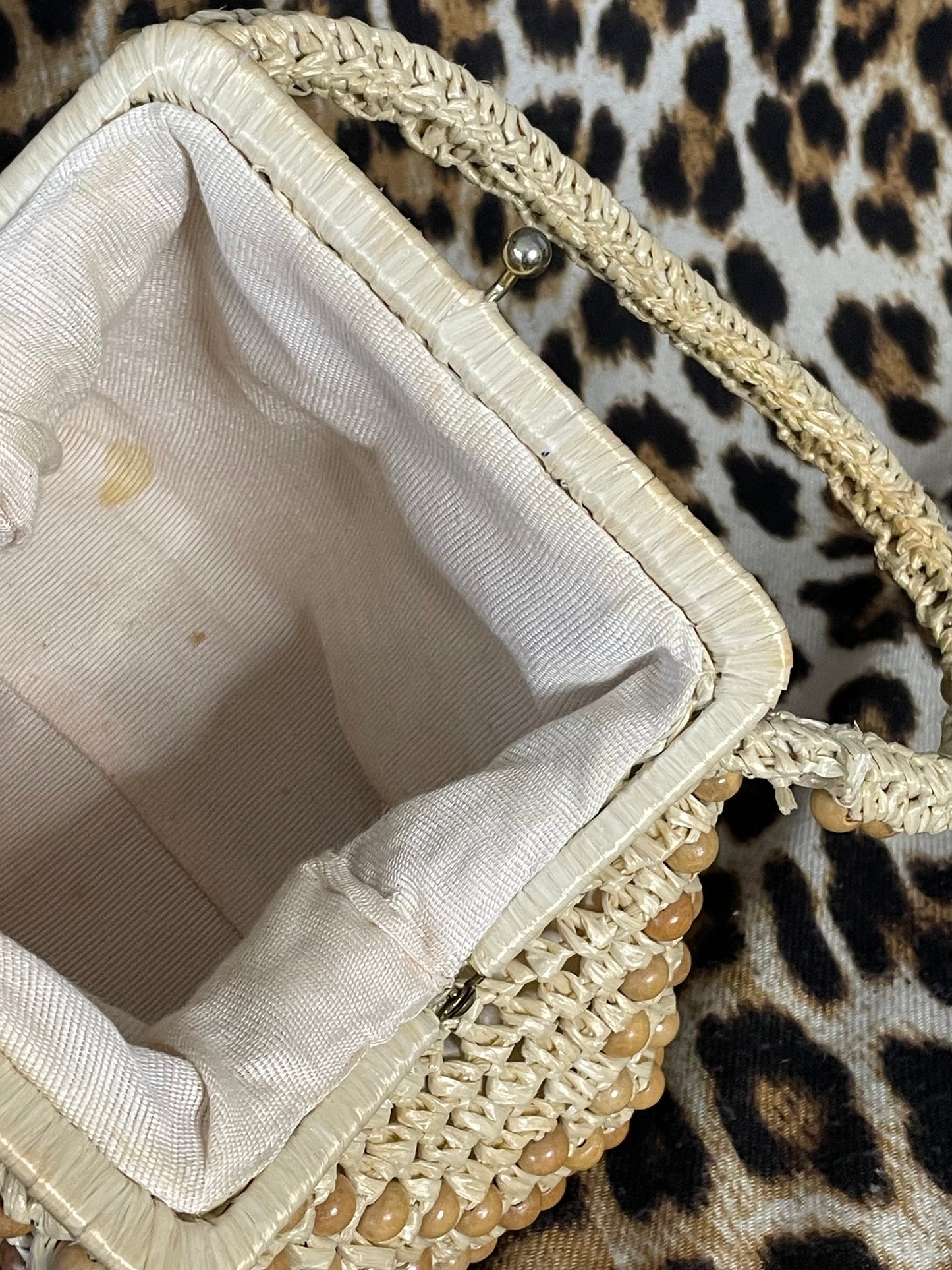 VINTAGE WOOD BEADED BAG
