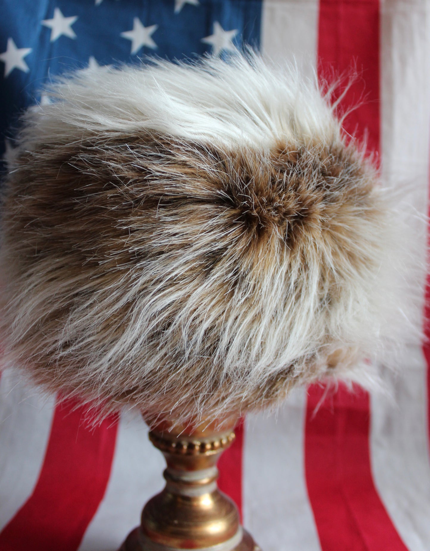 CREAM/TAN MIXED FAUX FUR COSSACK HAT
