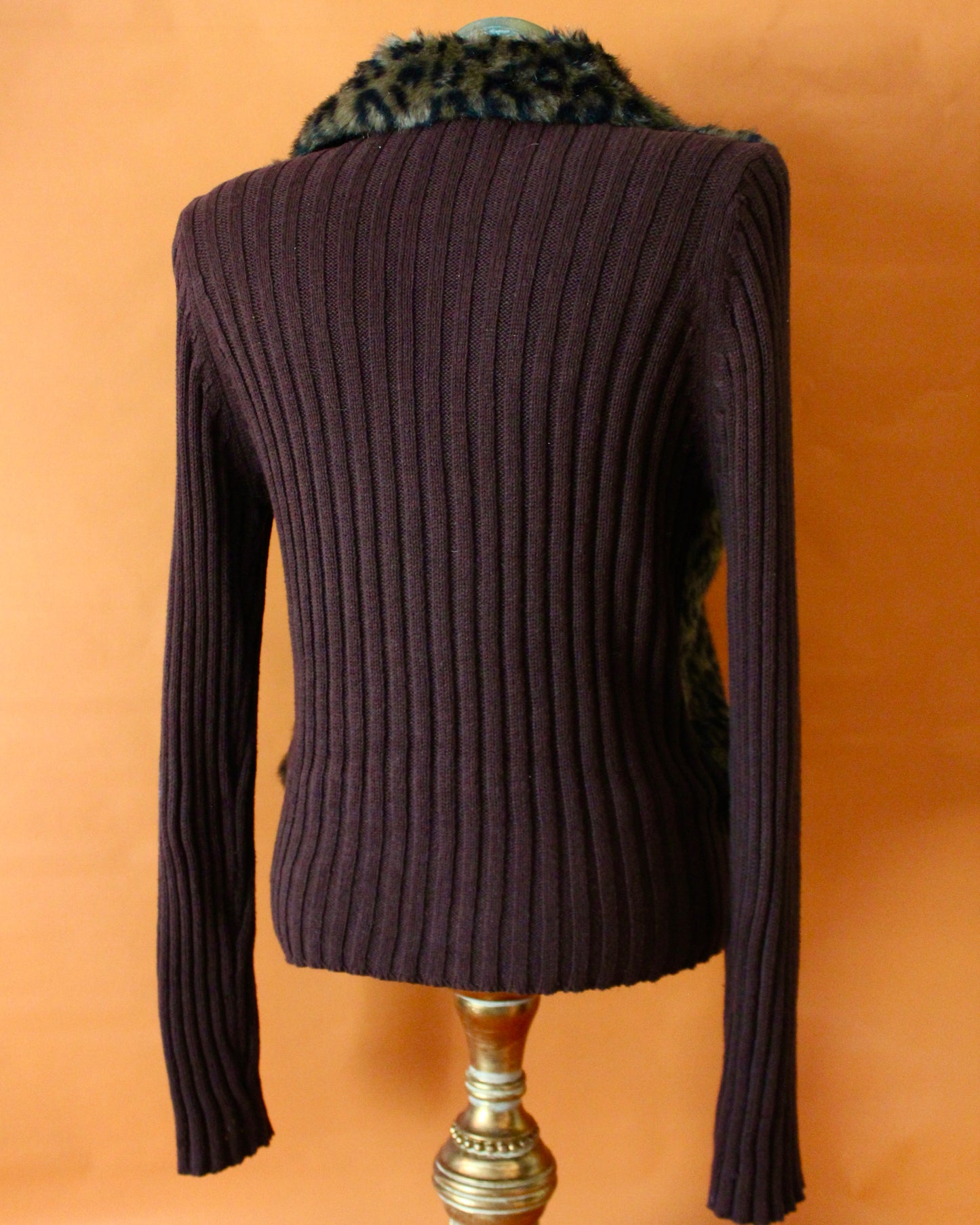 LEOPARD ZIP UP SWEATER JACKET