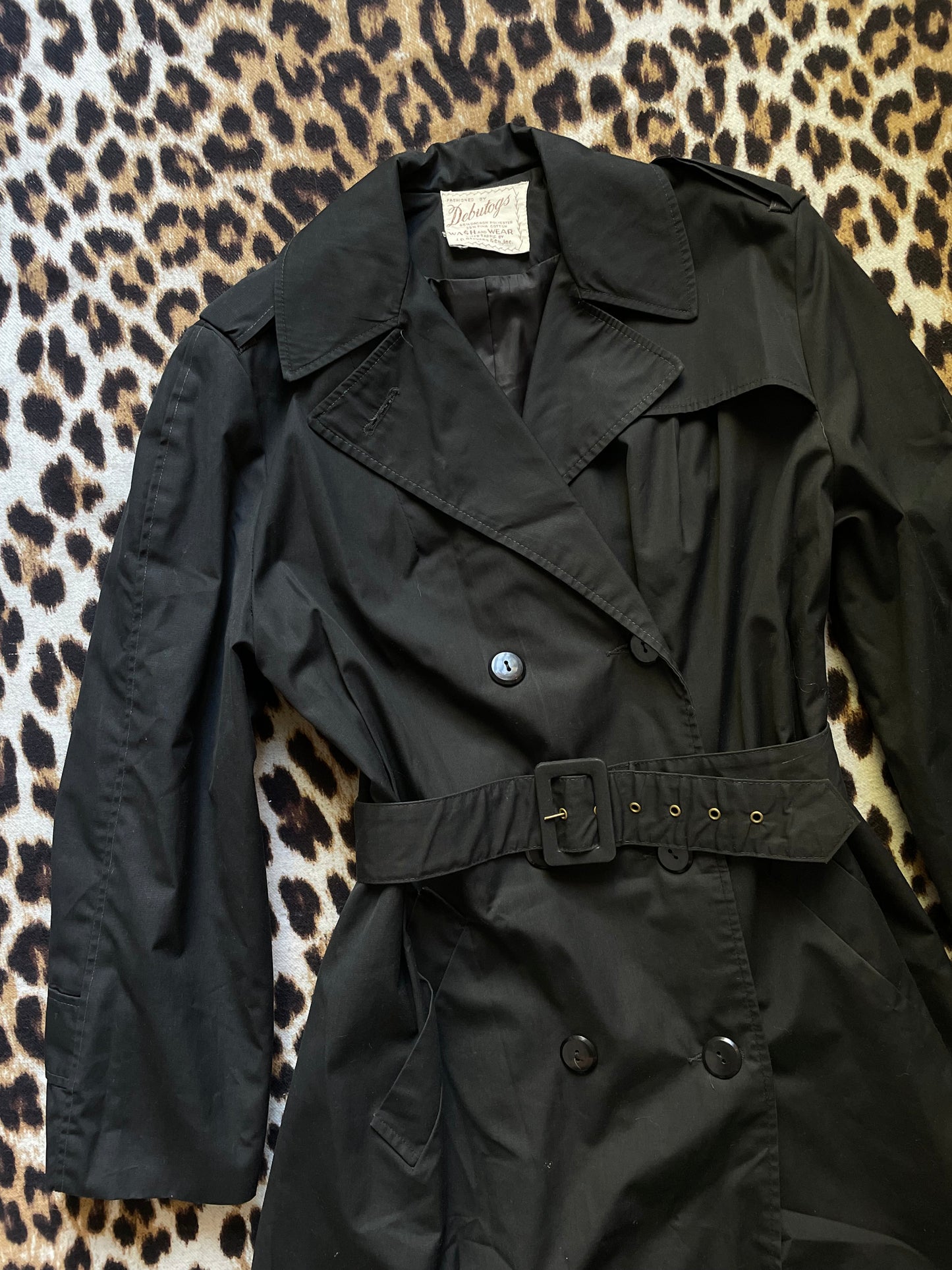 VINTAGE CLASSIC BLACK TRENCH COAT