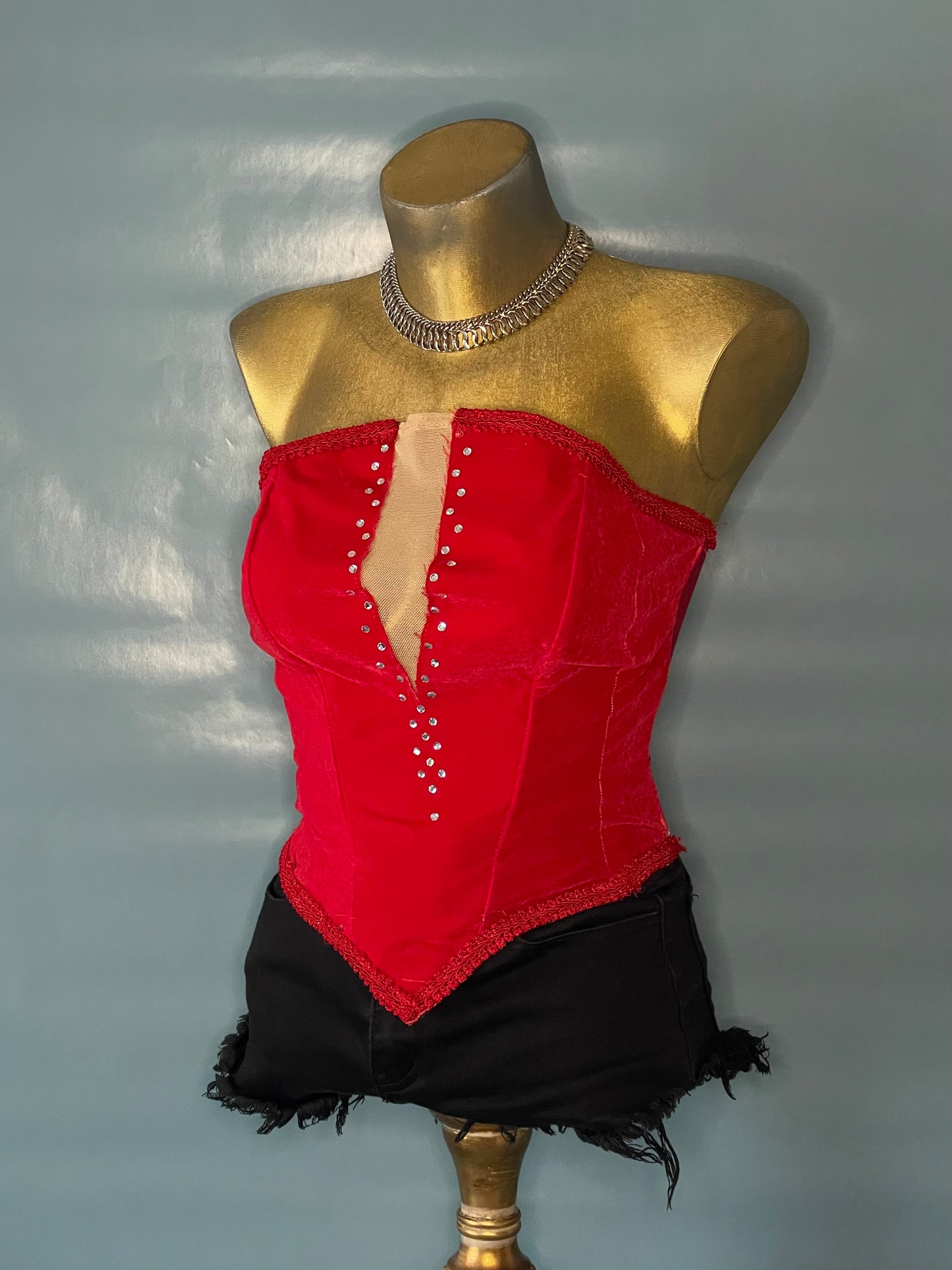 RED RHINESTONE BUSTIER