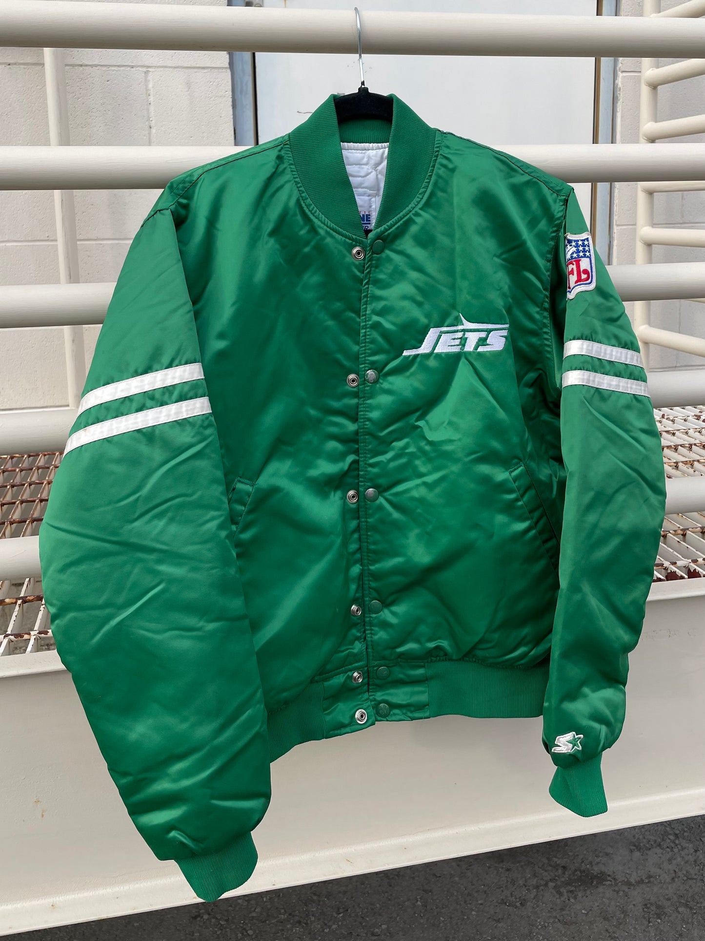VINTAGE 80s NEW YORK JETS BOMBER JACKET
