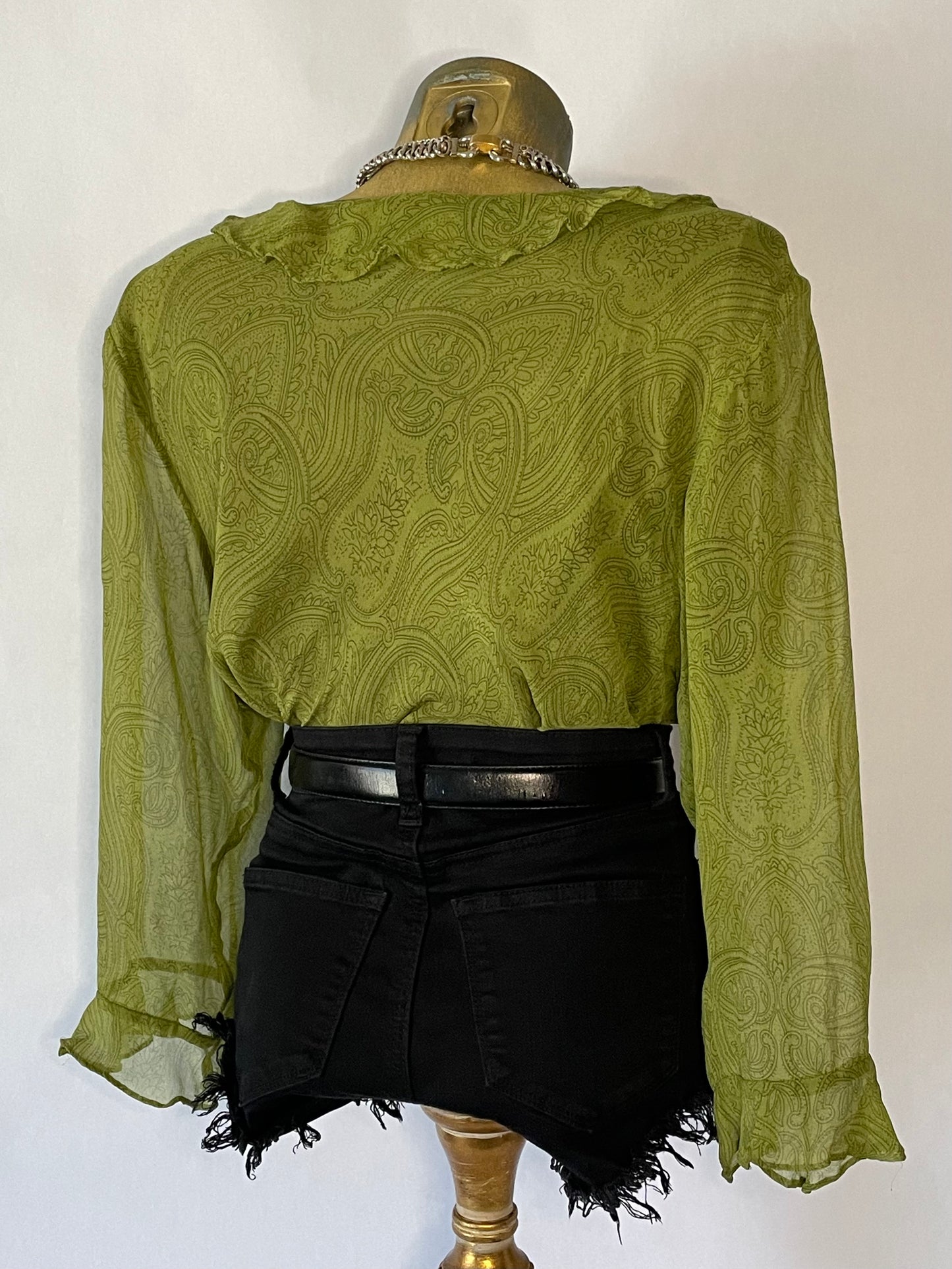 Y2K GREEN RUFFLE TOP