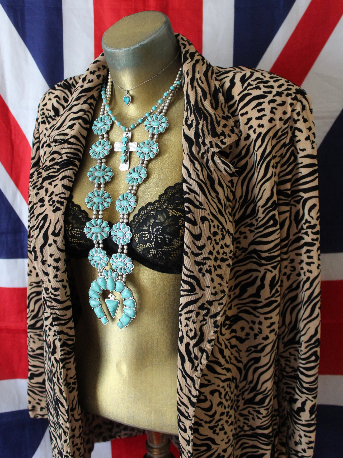 VINTAGE ANIMAL PRINT BLAZER JACKET