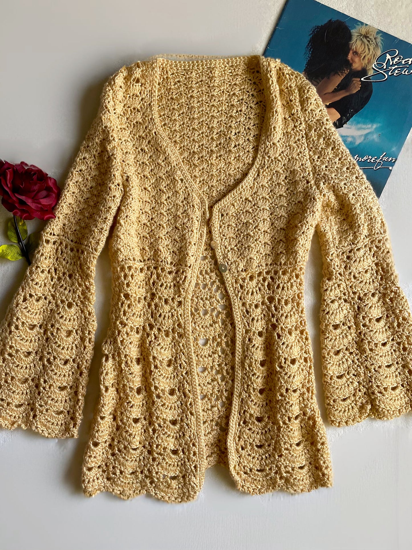 KNITTED BELL SLEEVE CARDIGAN