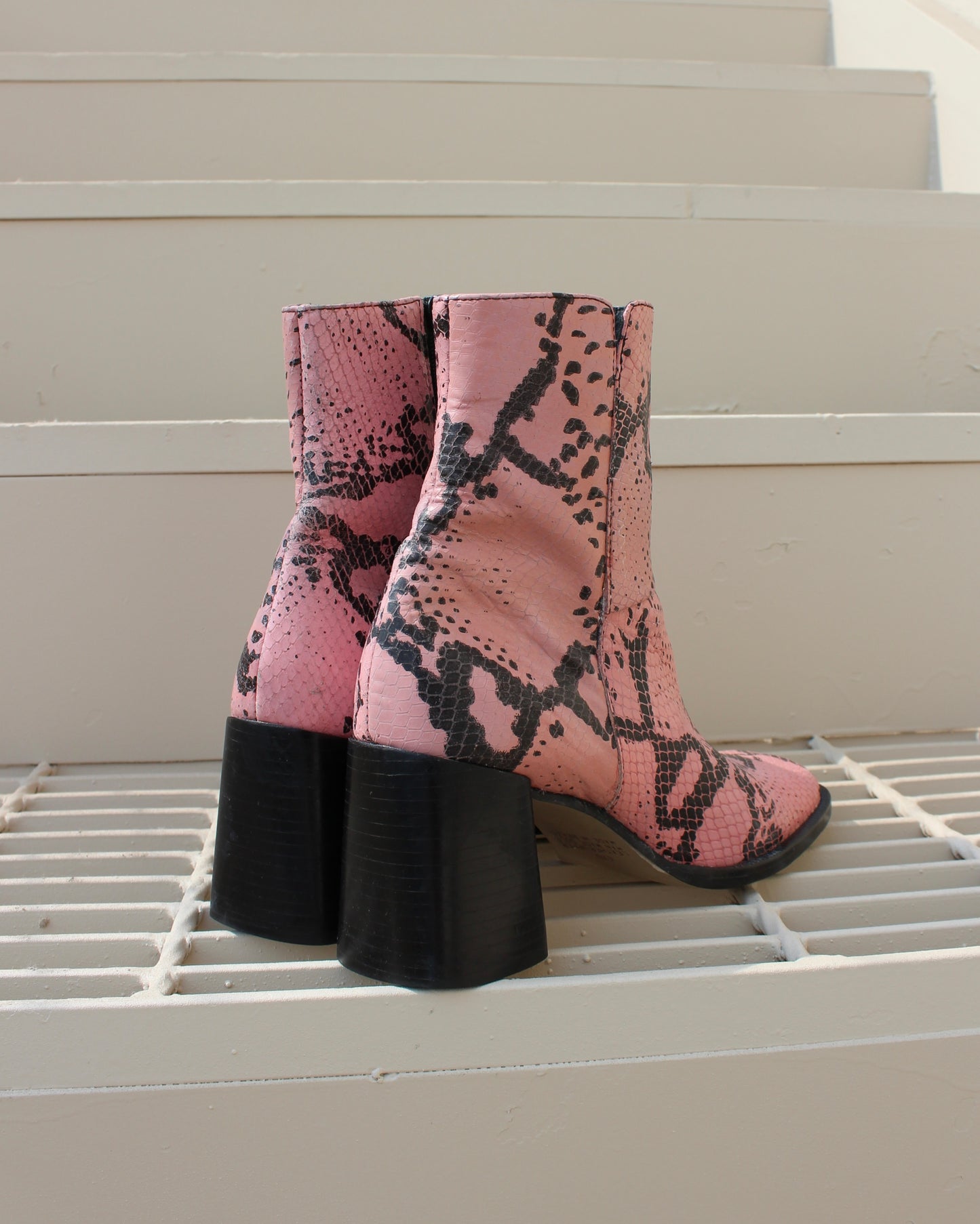 PINK SNAKE PRINT BOOTS