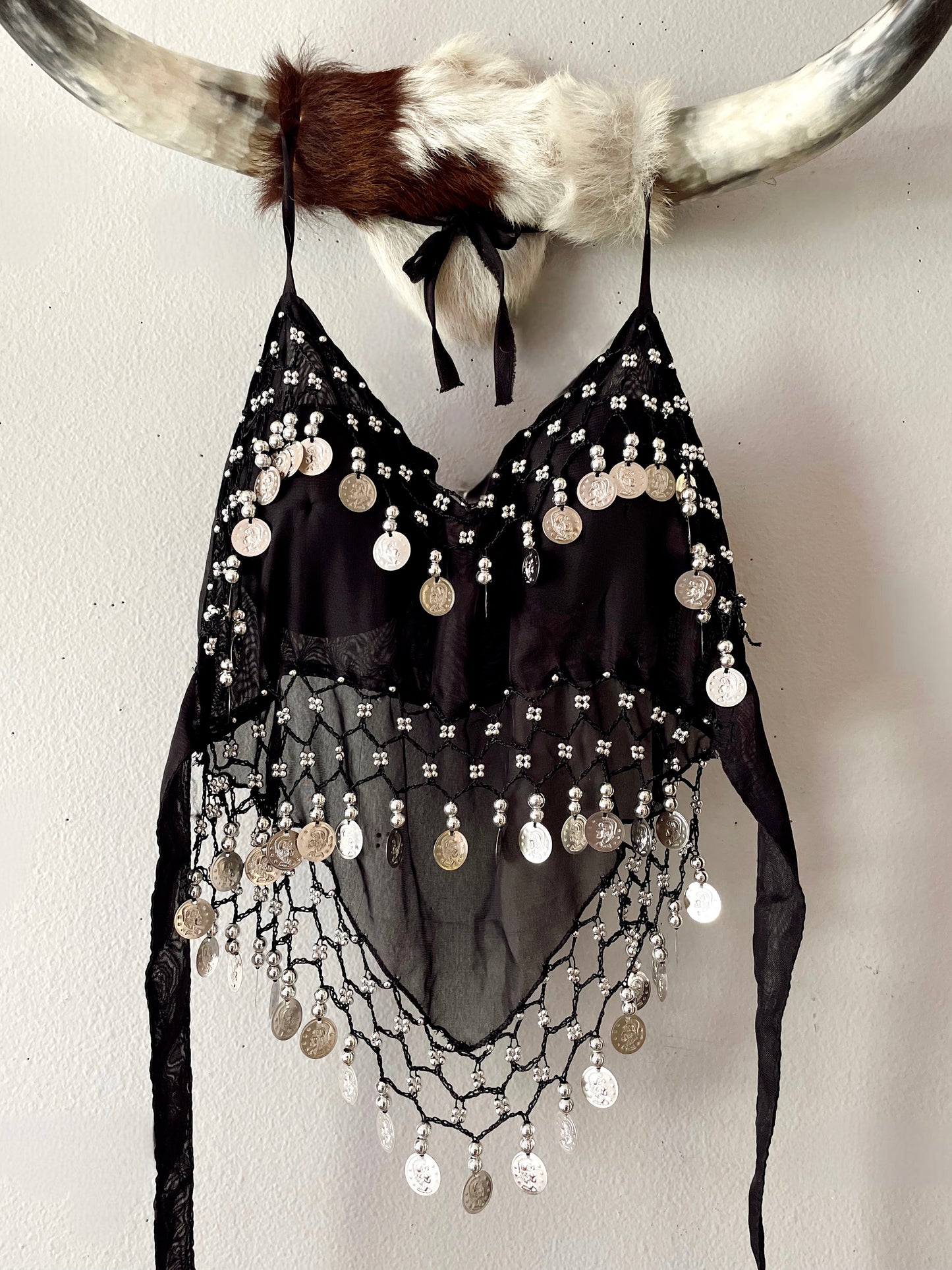 BLACK HALTER WITH COIN TRIM