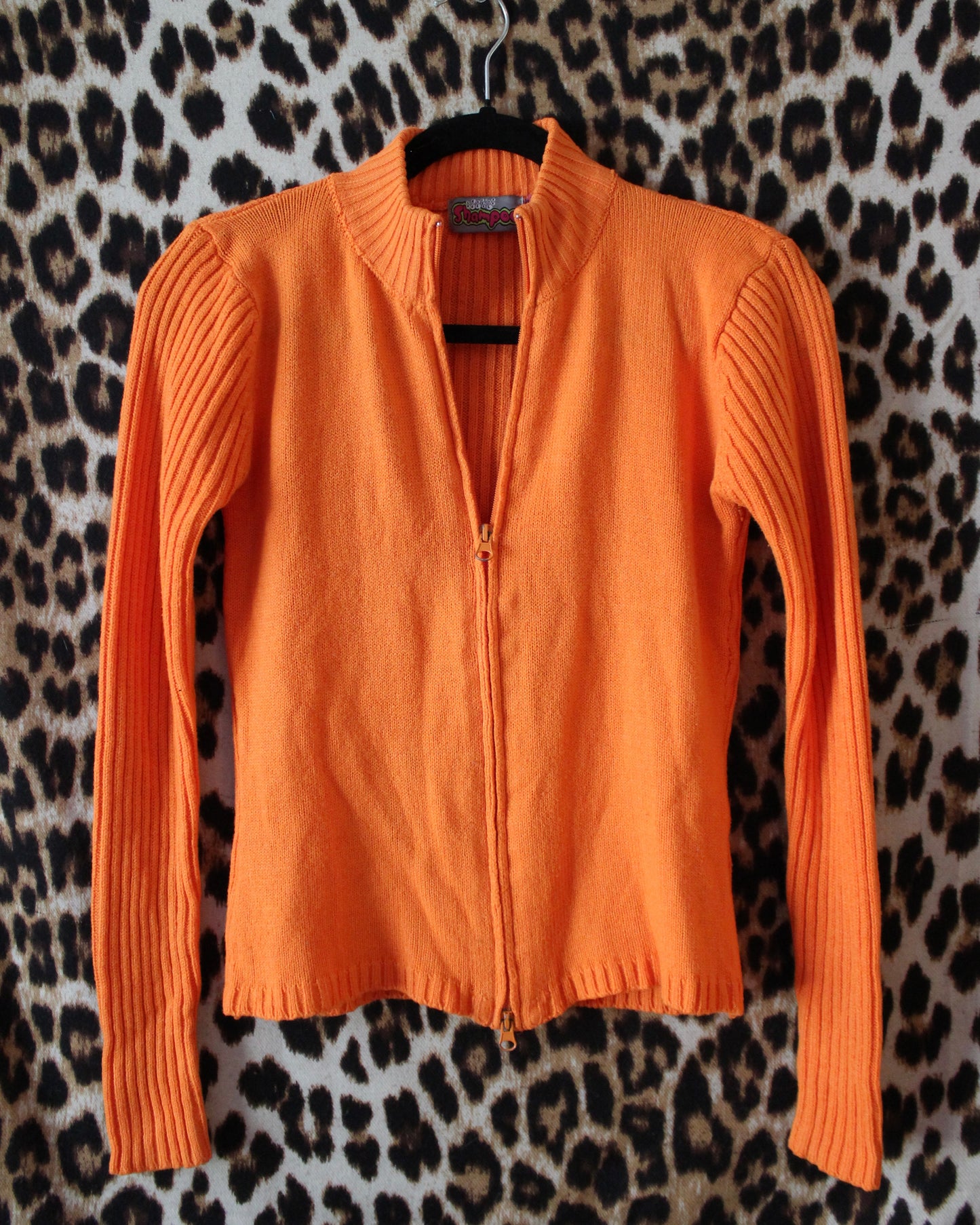 VINTAGE 90’S/Y2K ORANGE ZIP UP SWEATER