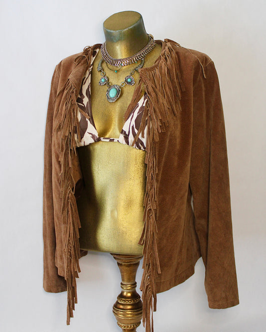 VINTAGE LEATHER FRINGE JACKET
