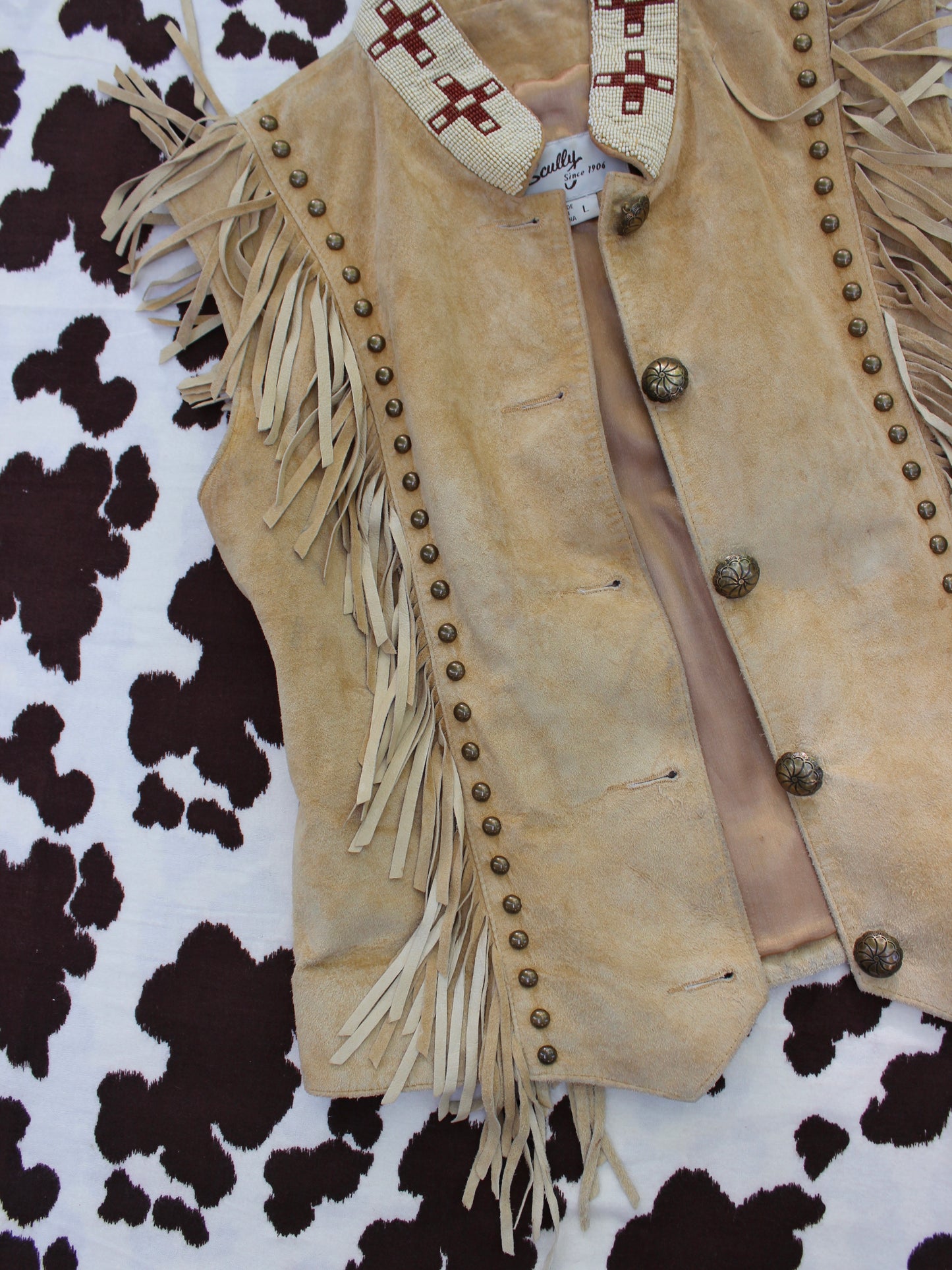 VINTAGE STUDDED FRINGE LEATHER VEST