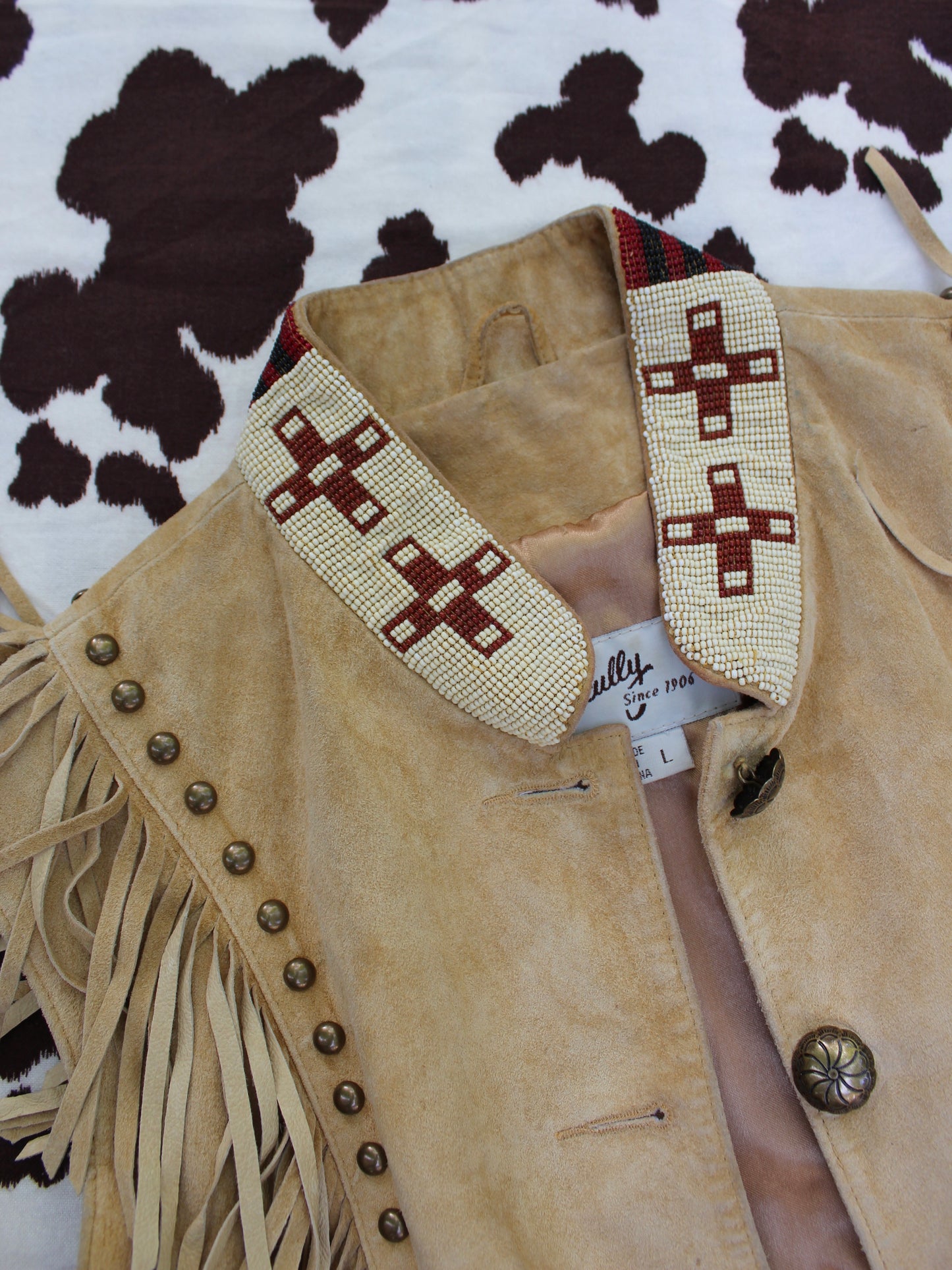 VINTAGE STUDDED FRINGE LEATHER VEST