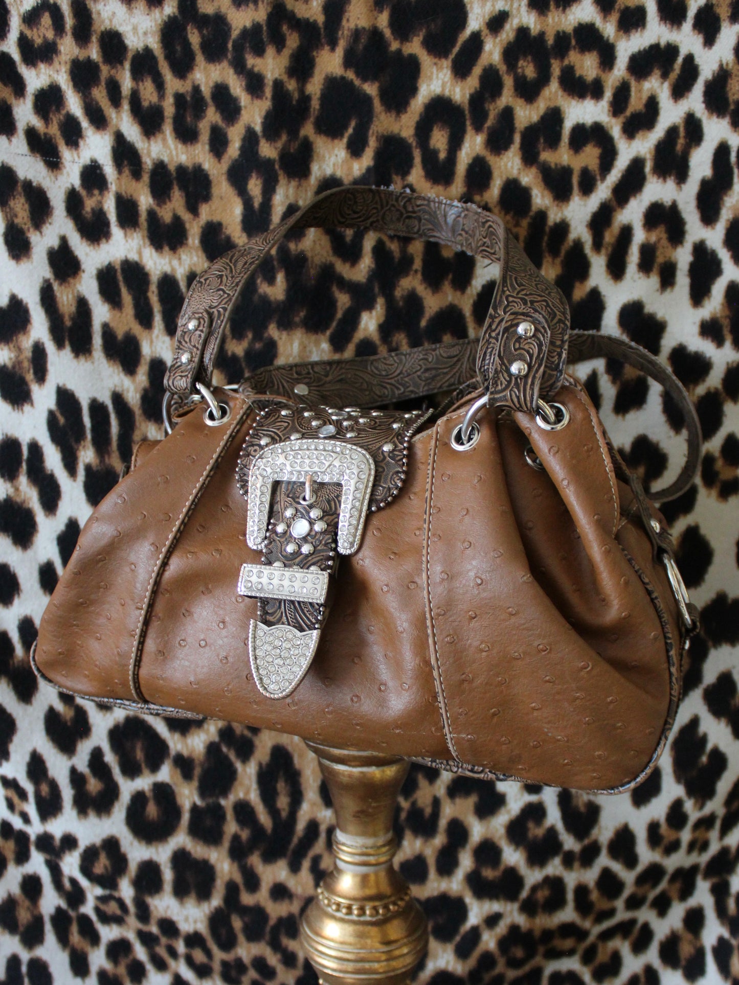 BROWN WESTERN BUCKLE BAG