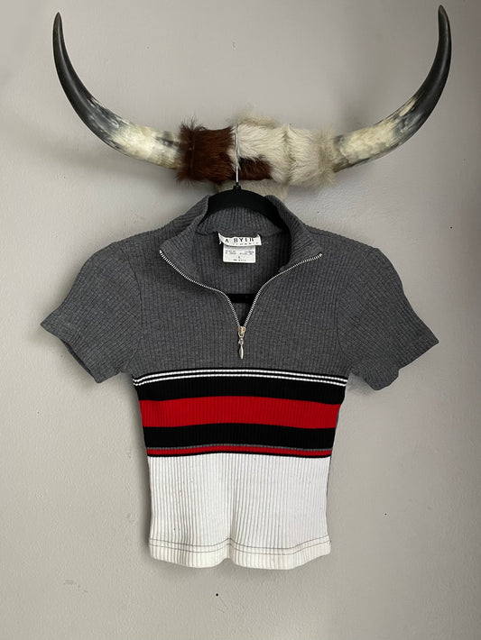 VINTAGE STRIPE SHORT SLEEVE SWEATER