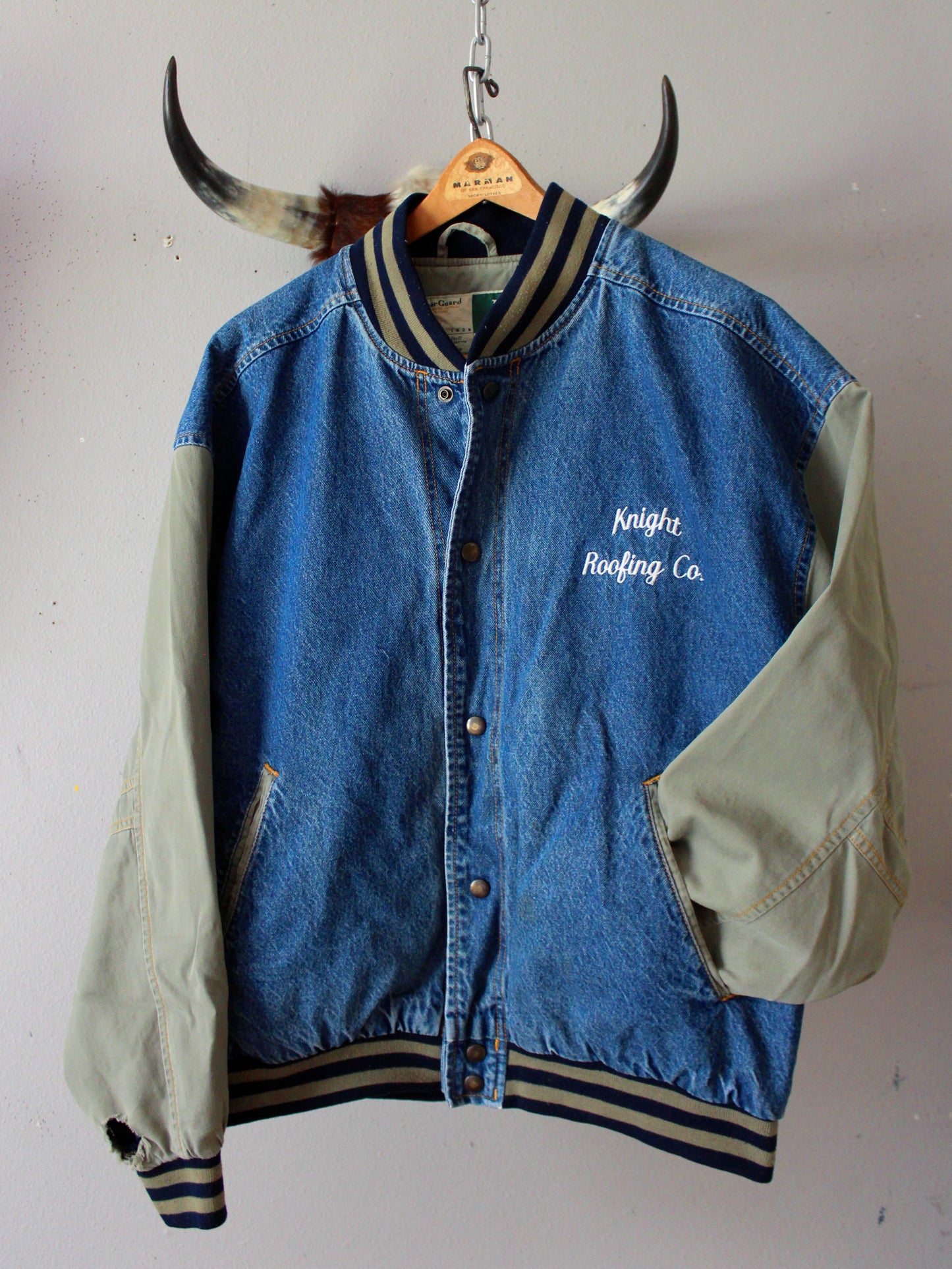 VINTAGE CONTRAST DENIM BOMBER JACKET