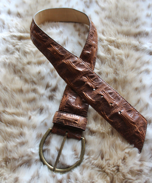 CHUNKY BROWN & BRASS BELT