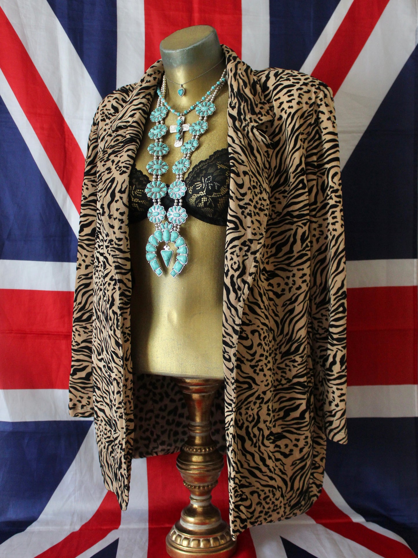 VINTAGE ANIMAL PRINT BLAZER JACKET