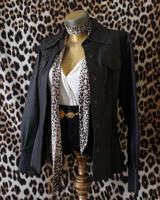 VINTAGE STITCH DETAIL LEATHER JACKET