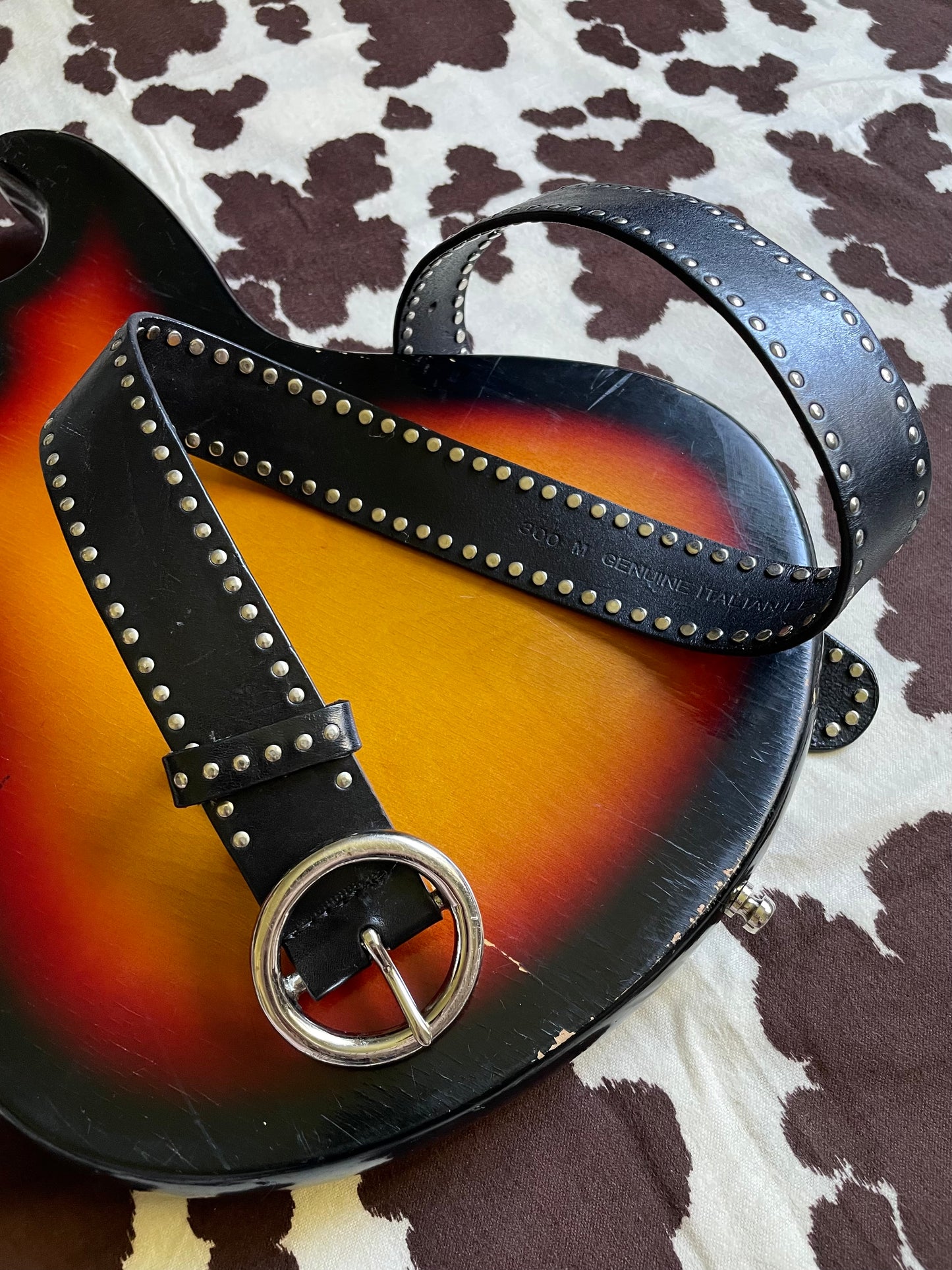 STUDDED ITALIAN LEATHER BELT