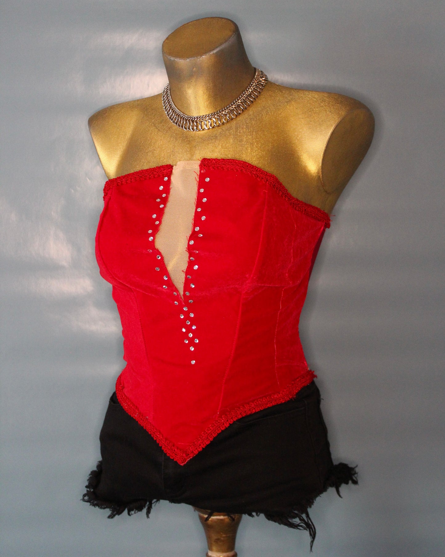 RED RHINESTONE BUSTIER