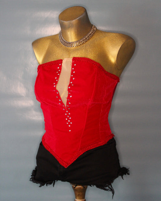 RED RHINESTONE BUSTIER