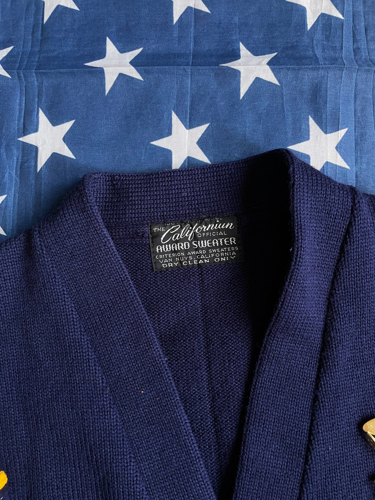 VINTAGE NAVY/YELLOW VARSITY CARDIGAN