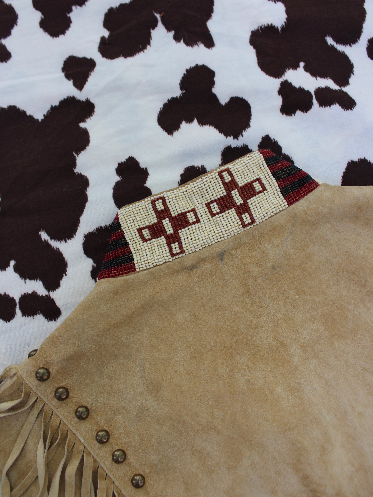 VINTAGE STUDDED FRINGE LEATHER VEST